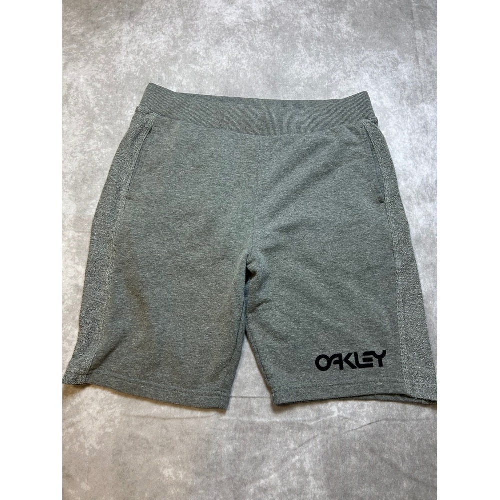 Oakley Mens Regular Fit Athletic Sweat Shorts Gray Size L Logo Pockets 1112